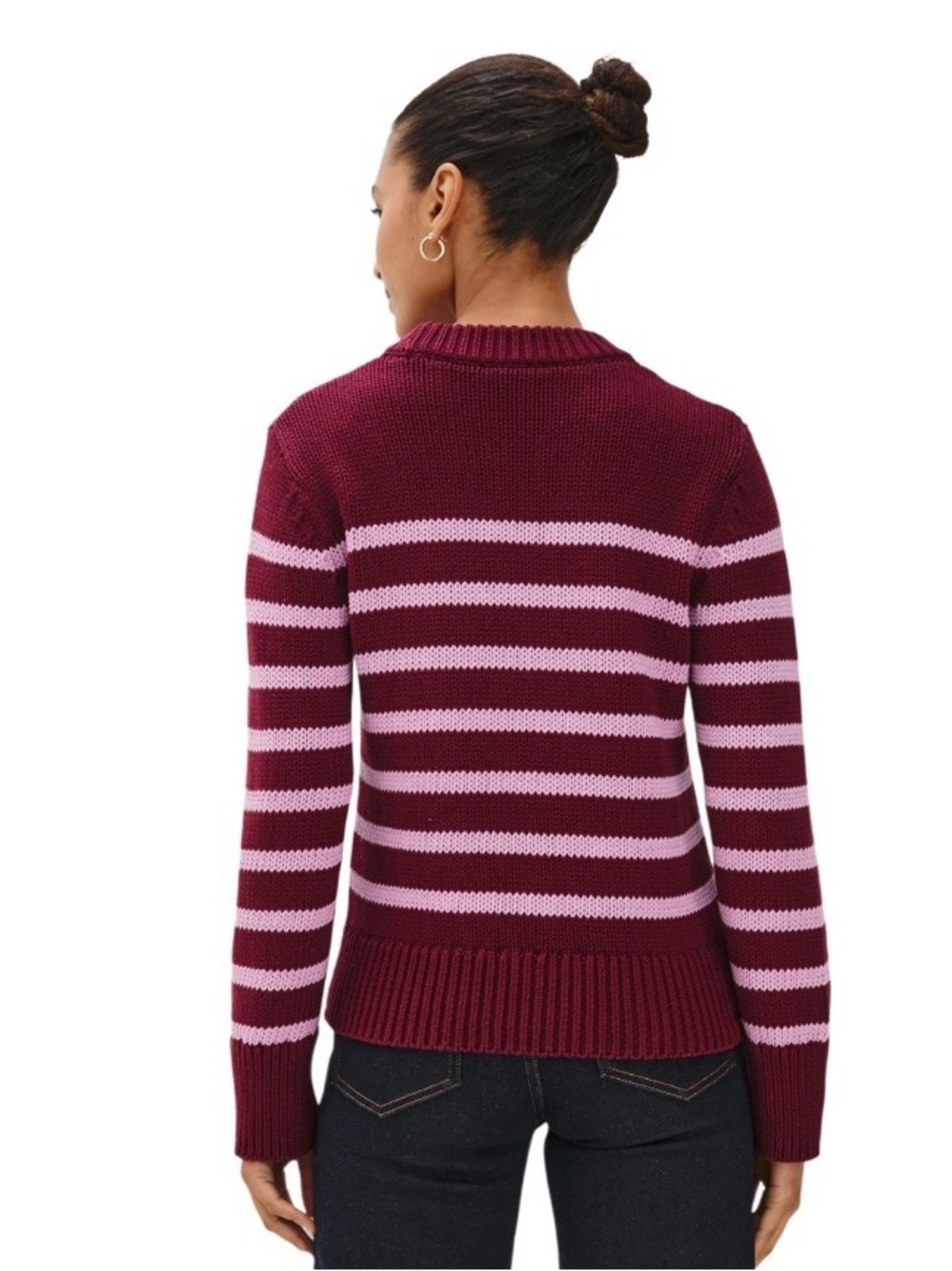 RAILS Alise Sweater Top Mulberry Stripe Cotton Crew Neck Womens Size Small - Picture 2 of 9